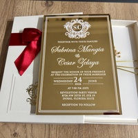 Boîte de Princesse Luxueuse en Acrylique Doré Effet Miroir avec Nœud pour Invitation Quinceañera, Invitations DIY pour Anniversaire de Mariage, Cadeau pour les Invités