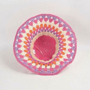Colorful Paper Crochet Paper Straw Bucket <b>Hat</b> Female Summer New <b>Holiday</b> Large Brim Beach Leisure Sunshade Bucket <b>Hat</b> Straw - Product Image 5