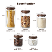 Pot de conservation en verre borosilicate 400 ml (13,53 oz) avec couvercle en bois, récipient hermétique pour grains de café, thé, épices