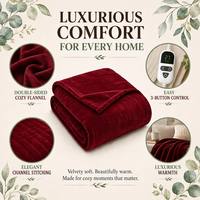 Plaid chauffant électrique en flanelle douce avec thermostat numérique, minuterie d'arrêt automatique, plusieurs niveaux de chaleur, sûr, pour l'intérieur, toutes saisons, Europe