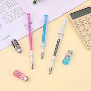 Logo personalizzato simpatico cartone animato Design 0.5mm larghezza di scrittura siringa Gel penna <span class=keywords><strong>blu</strong></span> rosa rosso con corpo in plastica per uso promozionale - Product Image 4