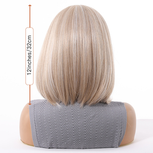 Future Fiber 13x6 fatte a mano in pizzo biondo Ombre bianche di alta qualità in fibra liscia Bob <span class=keywords><strong>capelli</strong></span> lisci morbidi e traspiranti foto reale - Product Image 6