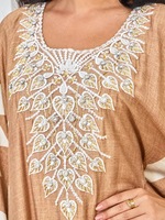 Robes d'été 2026 PROMISTAR élégantes pour femmes, sans manches, ornées de diamants, en polyester, longueur cheville, motif géométrique arabe, pour l'Aïd
