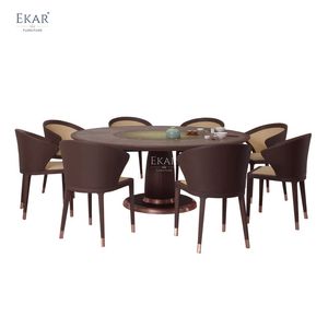 EKAR <span class=keywords><strong>Zenith</strong></span>-Ensemble de table à manger luxueux en bois massif de haute qualité, avec plateau tournant caché, adapté aux villas - Product Image 6