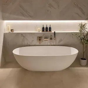 Bak mandi batu buatan, bak mandi batu buatan putih, bak bebas Spa kustom, rendam dalam ruangan, batu panas padat