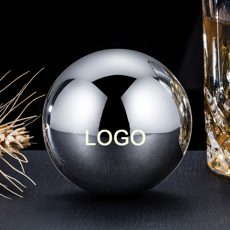 Food Grade Round 55mm 304 Stainless Steel Ice Balls Cooling Frozen Coffee Whiskey Reusable Cold Ice Cubes Chilling Stones