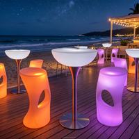 Table de bar LED lumineuse, table de bar illuminée, mobilier d'extérieur imperméable, table à cocktails à changement de couleur RVB pour les événements de mariage