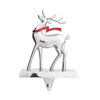 Support de chaussette de Noël en alliage de zinc, design vintage, motif élan, couleur argent, écologique, pour fêtes et décorations de Noël