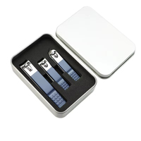 WELLFLYER Ensemble de 3 coupe-ongles MS-1269 de haute qualité en acier inoxydable avec boîte en métal