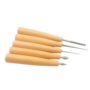 Industrial Grade 5 Sizes DIY Jewelry Crafting Wooden Handle <strong>Bead</strong> <strong>Reamer</strong> Set Hole Awl &amp; Smoothing Spinner <strong>Tool</strong> OEM - Product Image 5