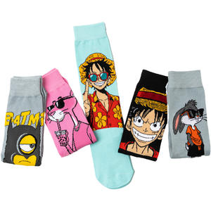 HY-5025 nouveau 2025 mode créatif Funky <span class=keywords><strong>Luffy</strong></span> chaussettes garçon Anime film chaussettes coton <span class=keywords><strong>équipage</strong></span> chaussettes hommes - Product Image 4