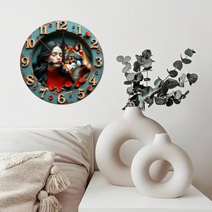 Round Wooden Wall <b>Clock</b> 25x25Cm Matte Wood Grain Quiet <b>Movement</b> Home Farmhouse Living Room Decor - Product Image 4