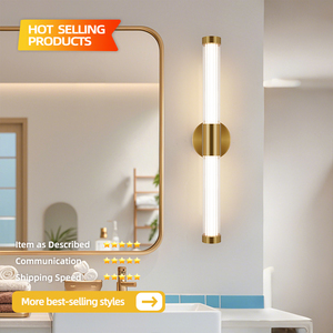 Modern LED Wall Lamp Copper Glass Cylindrical Shade 3500K Warm White Bathroom <b>Mirror</b> Light Wall-Mounted - Product Image 6