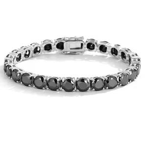 Bracelet tennis classique en moissanite et diamant noir, chaîne en argent sterling 925 plaqué, bijoux de mode étincelants, cadeau pour femme - Product Image 3