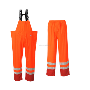 Men's Hi-Vis Outboor Safety Working Pants Breathable Waterproof Bib Overalls Reflective Fluorescent Rain Bib Overall for Work - Product Image 5