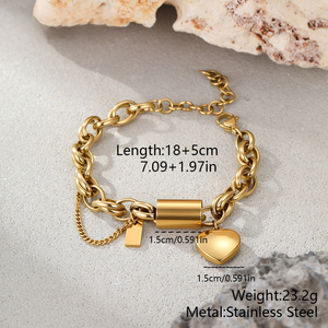 YF8387 Pulsera con Colgante de Corazón Único, Estilo <span class=keywords><strong>Pareja</strong></span> <span class=keywords><strong>para</strong></span> el Dí<span class=keywords><strong>a</strong></span> de San Valentín, Chapado en Oro de 18K, Acero Inoxidable Impermeable - Product Image 6