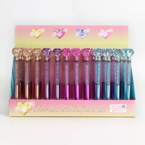 O & Q Nuevo diseño de materiales ECO Pluma hermosa 0,7mm Azul ABS Cristal Corazón Bolígrafo para San Valentín - Product Image 5