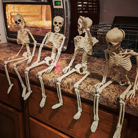 Crâne Articulé de Simulation pour Halloween, Squelette en Plastique Mobile, Décorations pour Fêtes d'Halloween et Maisons Hantées, Intérieur/Extérieur