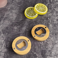 Ouvre-bouteille rond en bois massif pour bière et vin, aimant de réfrigérateur en acier inoxydable, écologique, élévateur de bouteille magnétique