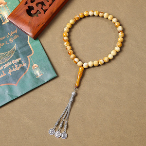 Collier de prière musulman en perles de résine de 12mm 33 perles chapelet islamique <span class=keywords><strong>pendentif</strong></span> en alliage ovale <span class=keywords><strong>ambre</strong></span> Tasbih - Product Image 4