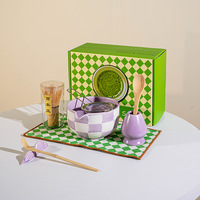 Ensemble de 8 fouets en bambou, bol à matcha en céramique personnalisé, brosse à thé, outil à matcha japonais en bambou, coffret cadeau