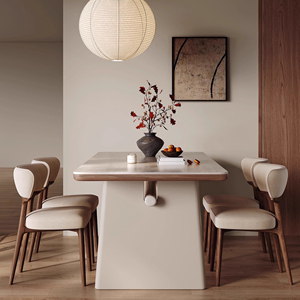 Mesa de Comedor Rectangular Tradicional de Madera Maciza con Cubierta de Piedra Sinterizada para Apartamentos y Hoteles - Product Image 4