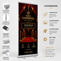 Support de bannière déroulante rétractable en aluminium léger à base large, panneau publicitaire vertical sur pied pour stand de salon professionnel