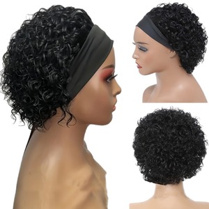 Peluca con Diadema XSY, Cabello Humano, Longitud Media, Sin Pegamento, Sin Encaje Frontal, 150% de Densidad, Color Natural, Cabello Rizado para <span class=keywords><strong>Mujer</strong></span> - Product Image 3