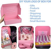 Emballage postal en carton ondulé E rose et noir, grand format, recyclable, de qualité supérieure, fond beige clair