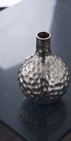 Vase décoratif en métal argenté, texture martelée, forme de bulbe rond, porte-fleurs pour la décoration de la maison, hôtel, restaurant, centre de table