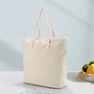 Sac fourre-tout en toile de couleur unie personnalisé avec doublure en coton et fermeture à glissière pour les voyages quotidiens toutes saisons - Product Image 4