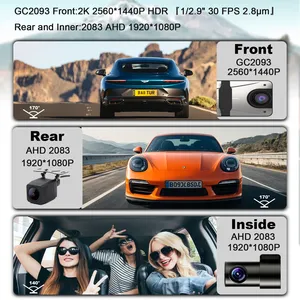 Caméra embarquée miroir 12 pouces 3 canaux : 2K+2K+1080P FHD, WiFi, vision nocturne, enregistrement en boucle - DVR de <span class=keywords><strong>voiture</strong></span> tout-en-un - Product Image 2