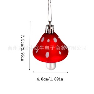 Adornos navideños de plástico con forma de hongo, pequeños colgantes rojos para decoración de tiendas y centros comerciales, colgantes para fiestas y festivales - Product Image 2