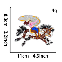 Patch brodé personnalisé à sequins motif cheval de cowboy western, applique thermocollante pour vêtements, chapeaux, sacs et accessoires