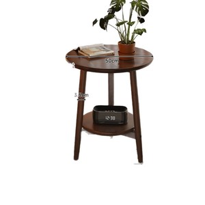 Solid Wood Side <b>Table</b> Round <b>Coffee</b> <b>Table</b> With Storage Shelf For Living Room Bedroom Balcony Small Apartment Use - Product Image 5