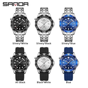 Reloj Deportivo de Cuarzo para Hombre Sanda 1145, Correa de Acero Inoxidable y TPU, Esfera de 46 mm, Resistente al Agua 3ATM, Pantalla Analógica - Product Image 3