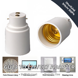 Adaptador de Portalámparas LED <span class=keywords><strong>GU24</strong></span> a B22, <span class=keywords><strong>Base</strong></span> de Plástico con Pin de Conversión a Enchufe de Rosca, Convertidor Universal para Portalámparas de Interior, Duradero - Product Image 2