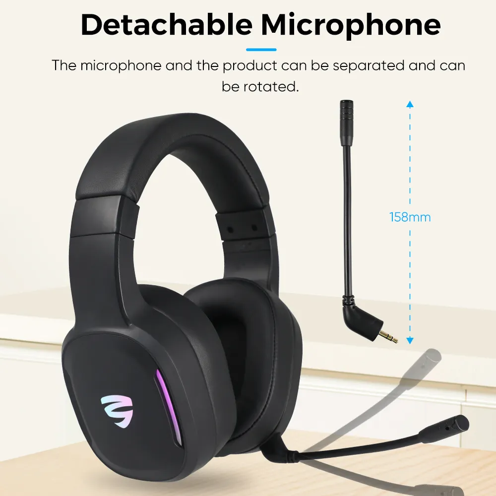 Auriculares inalámbricos para videojuegos, cascos con cable, triple modo dinámico RGB, retroiluminación, 2,4G + BT, montado en la cabeza, novedad