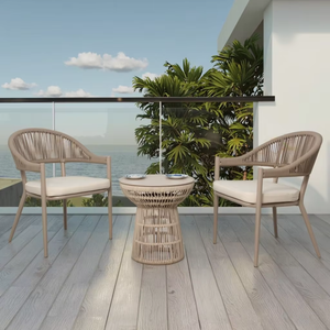 फोशान 3 टुकड़ा आउटडोर बिस्ट्रो कॉफी टेबल सेट गार्डन रस्सी कुर्सी बालकनी फर्नीचर - Product Image 4