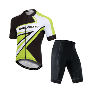 Sporty Fluo Green <b>Cycling</b> Suit Unisex Wind Resistant Jersey Shock <b>Pad</b> <b>Shorts</b> Mountain Bike Adventure High Visibility Kit - Product Image 1