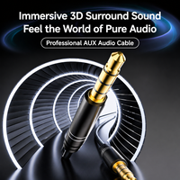 Câble audio AUX 3,5 mm, fiches plaquées or, coque en alliage d'aluminium, mâle-mâle, blindage en PVC tressé, pour voiture, home cinéma, haut-parleur 1080p