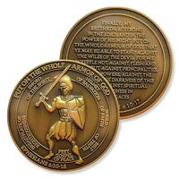 Pièce de monnaie commémorative personnalisée « Armure de Dieu », pièce de monnaie chrétienne plaquée or antique – Pièces commémoratives pour collectionneurs