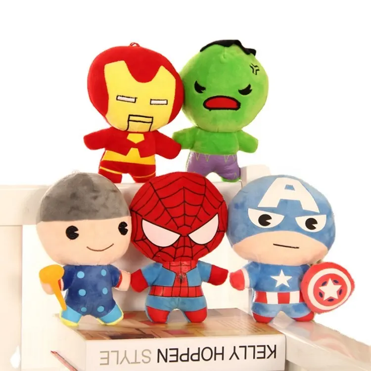 Factory Wholesale 17-20cm Super Heroes avengeres anime Stuffed Plush Toy Spider-man Iron mans Captain Crane Machine Plush Doll