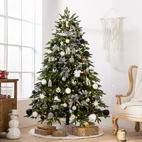 5ft 6ft 7ft verde luxo árvore de natal e preto branco acessórios com luzes led incluídas