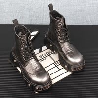 Nouvelles Bottines pour Hommes Dr. Martens Style Britannique Vintage en Cuir Véritable Tendance Polyvalentes avec Rehaussement Intégré