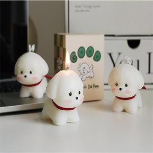 เทียนหอมรูปทรงลูกสุนัข ทำจากขี้ผึ้งถั่วเหลือง กลิ่นอิงลิชเพียร์ฟรีเซีย เทียนตกแต่งแปลกใหม่ - Product Image 3