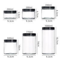 Diskon besar stoples kaleng kaca mulut lebar bulat bening untuk saus acar madu dengan tutup plastik 250 ml 500 ml 8 oz 16 oz