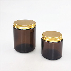 Barattoli in Vetro Ambrato da 100ml con Tappo a Vite e Coperchio Metallico Dorato per Candele - Product Image 5