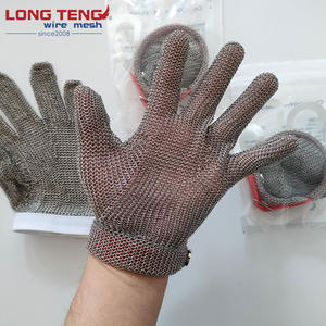 Gants en <span class=keywords><strong>maille</strong></span> métallique tissée en acier inoxydable pour l'écaillage des huîtres Filet <span class=keywords><strong>de</strong></span> poisson Traitement des aliments Coupe en cuir uni - Product Image 4