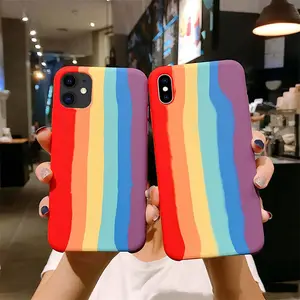 Mode Regenbogen Stolz Mark Silikon Telefon hülle Gummi Bunte Farbverlauf Soft Phone Cover für iPhone 13 Silicon Phone Protector